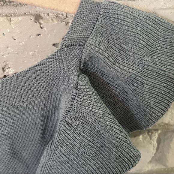 Lucy Paris sarah ruffle knit top with flutter sleeve and ribbed detail - Picture 6 of 7